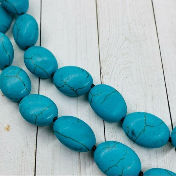 Lucas Robert Sterling Silver Turquoise Double Strand Necklace - Picture 2 of 4
